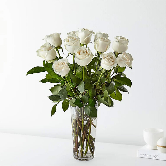 Elegant Dozen White Roses